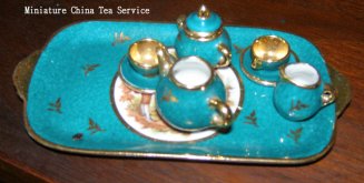 Miniature Porcelain Tea Service on tray
