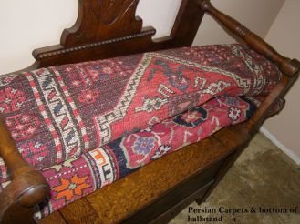Hand-knotted Persian Carpets (on bottom of hallstand)