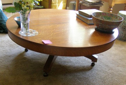 Antique Golden Oak Round Coffee table  