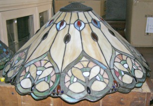 Pair of leaded glass lamp shades
